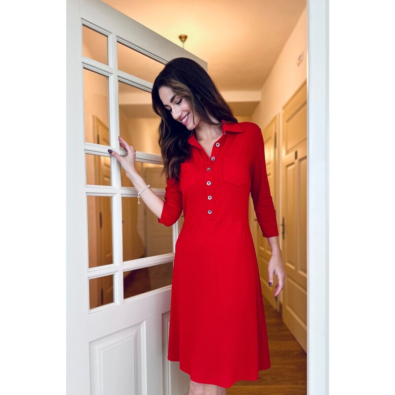 Sophia Bohemia Dámské košilové šaty Mirabel červená