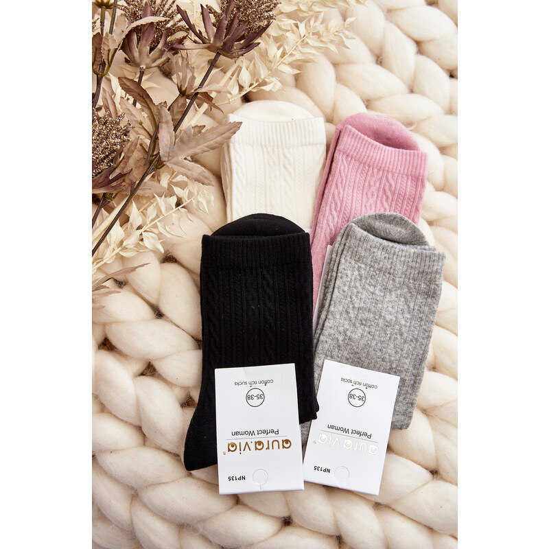 Kesi Dámské bavlněné ponožky s embosováním šedé