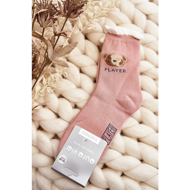 Kesi Silné bavlněné ponožky s růžovým medvídkem
