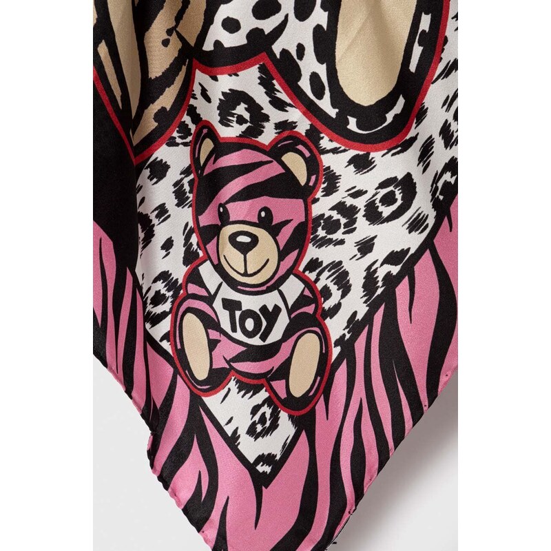 Hedvábný kapesníček Moschino růžová barva, M3039 3627