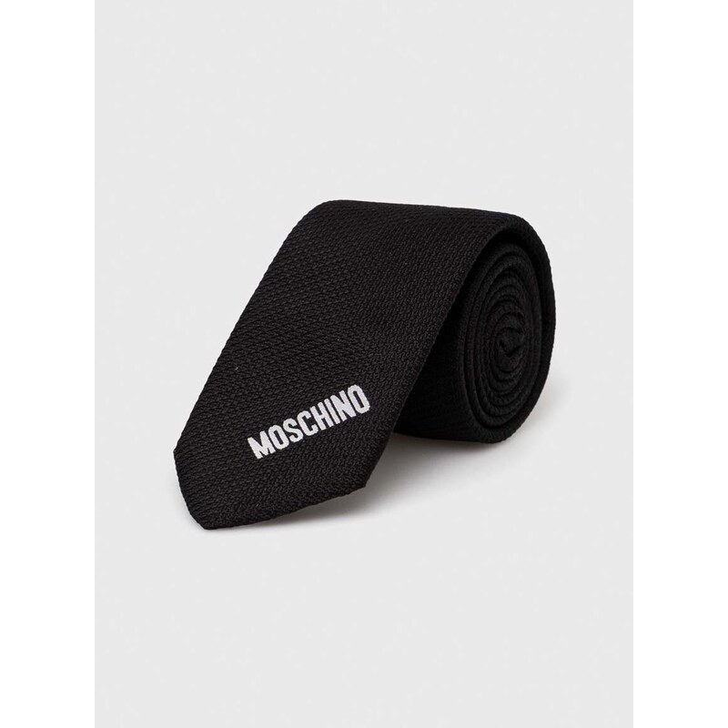 Hedvábná kravata Moschino černá barva, M5662 55058