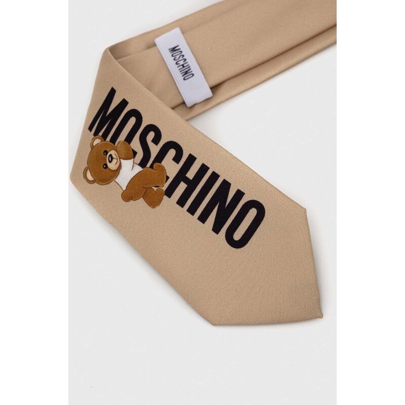 Hedvábná kravata Moschino béžová barva, M5766 55059