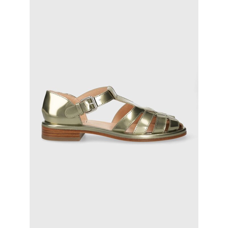 Kožené sandály AGL ALISO dámské, zlatá barva, D763007PCPLATE0244