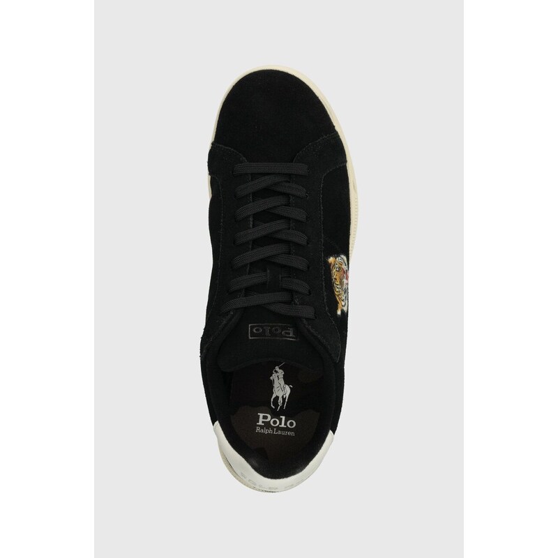 Semišové sneakers boty Polo Ralph Lauren Hrt Crt II černá barva, 809937846002