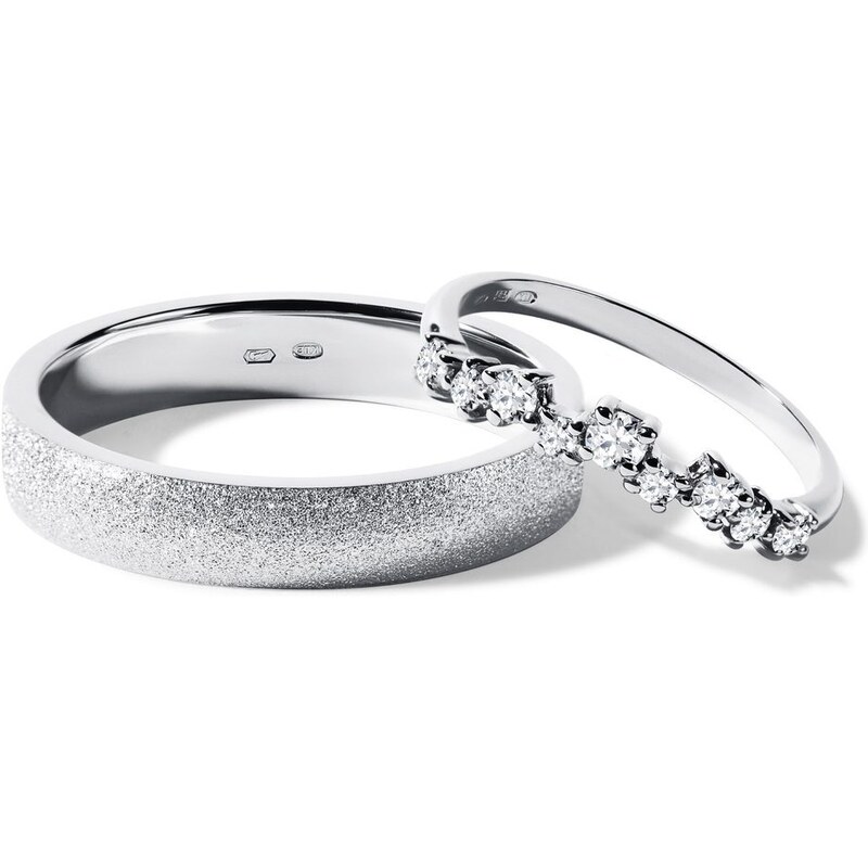 Moderní snubní prsteny z bílého zlata KLENOTA S0321012