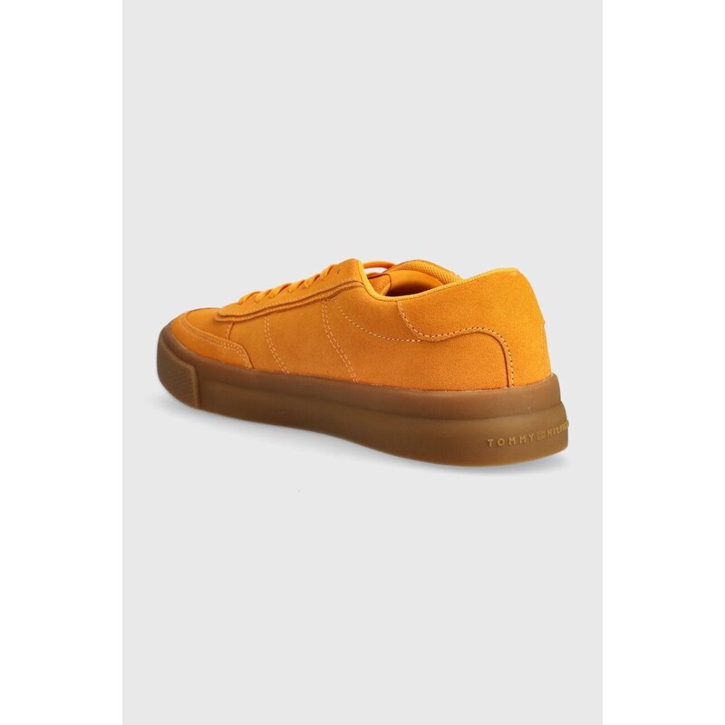 Semišové sneakers boty Tommy Hilfiger TH CUPSET SUEDE oranžová barva, FM0FM04977