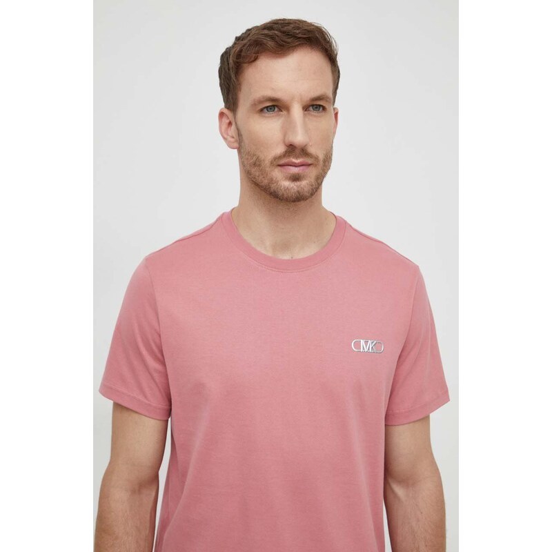Bavlněné tričko Michael Kors růžová barva, s aplikací