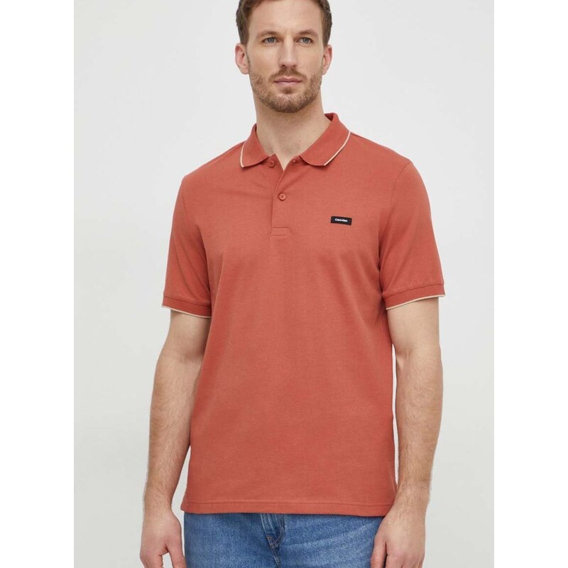 Polo tričko Calvin Klein oranžová barva