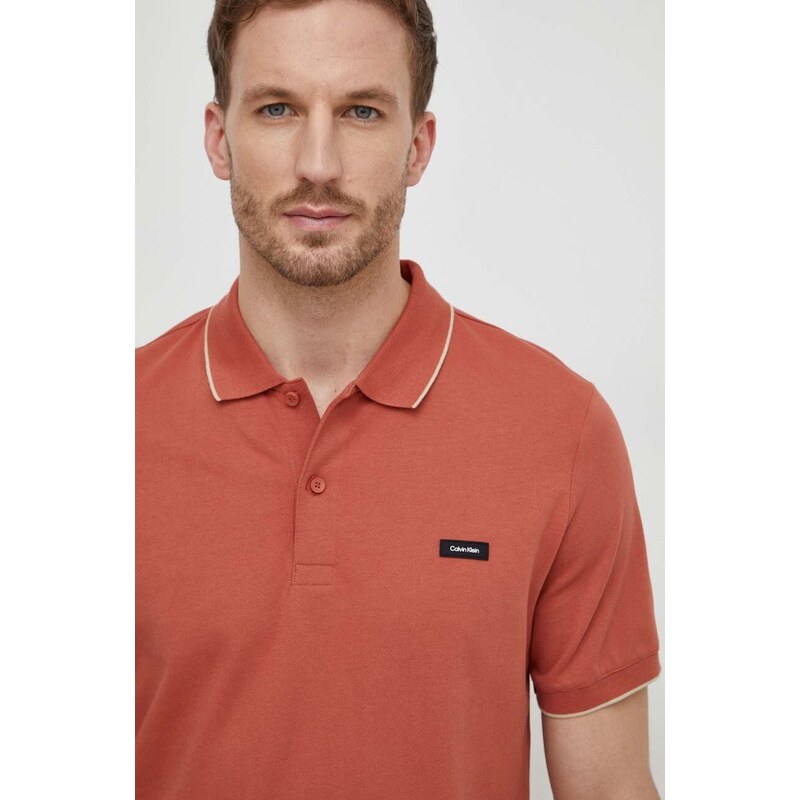 Polo tričko Calvin Klein oranžová barva