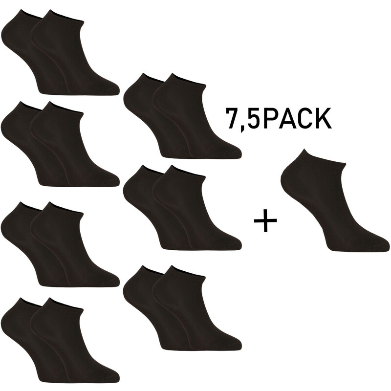 7,5PACK ponožky Nedeto nízké bambusové černé (75NPN001)