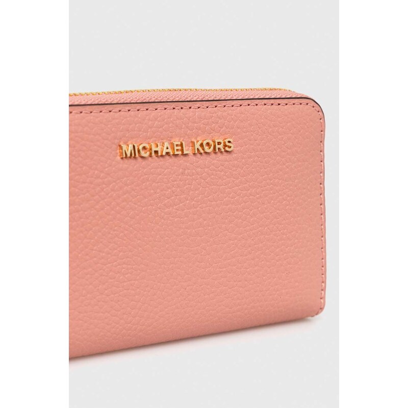 Kožená peněženka MICHAEL Michael Kors růžová barva