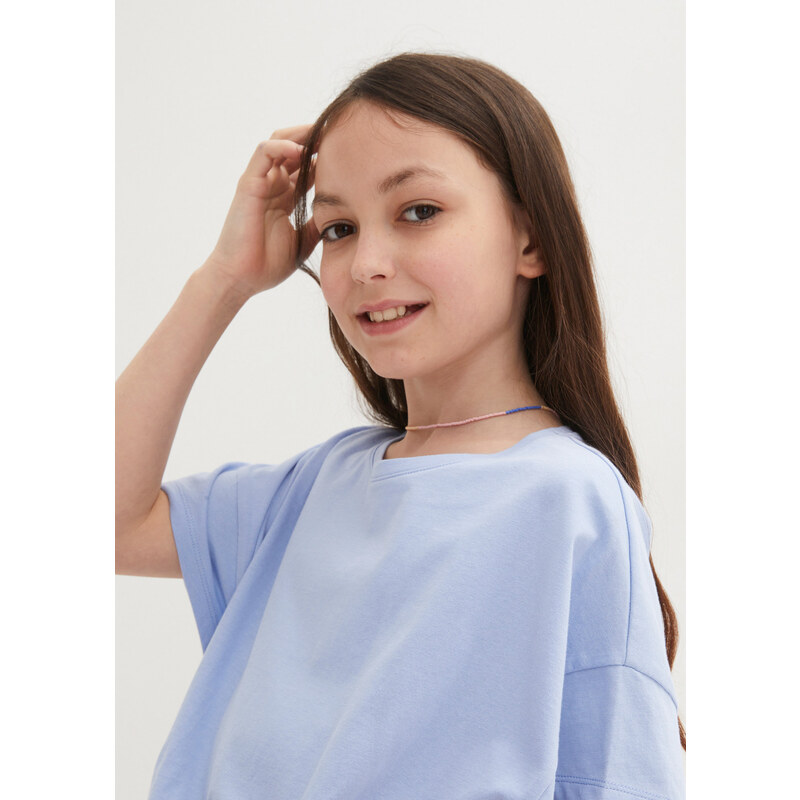 bonprix Dívčí triko Oversized Modrá