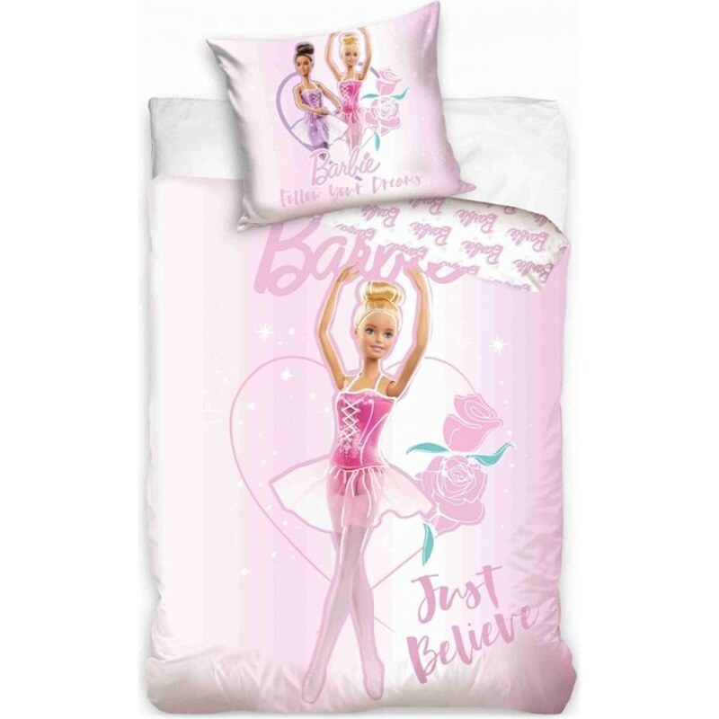 Carbotex Bavlněné ložní povlečení Barbie baletka - 100% bavlna - 70 x 90 cm + 140 x 200 cm