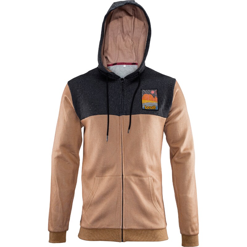 Leatt mikina Premium Desert na zip, pánská, hnědá