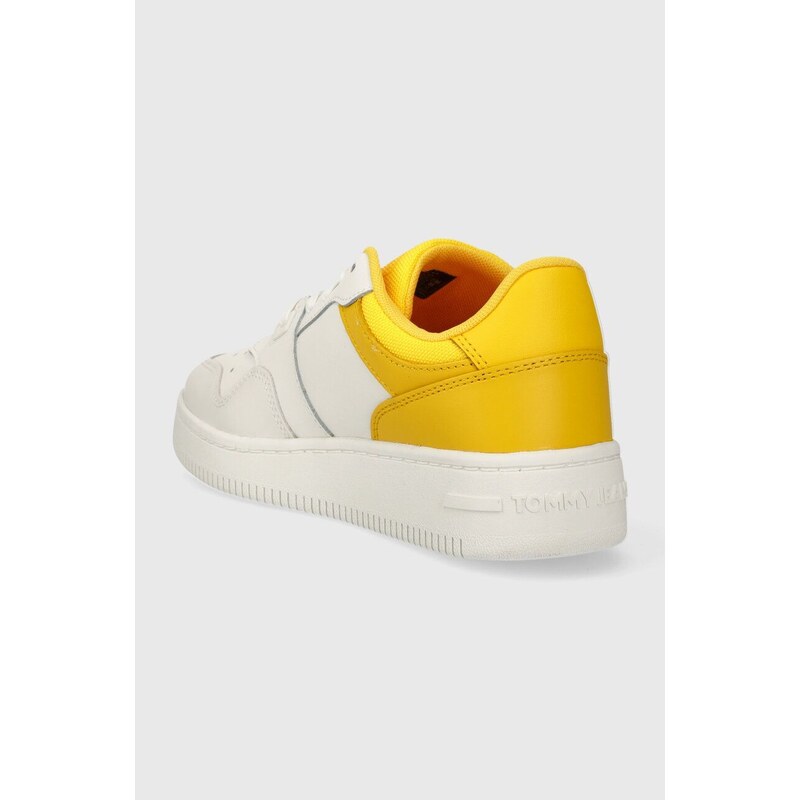 Kožené sneakers boty Tommy Jeans TJW RETRO BASKET ESS žlutá barva, EN0EN02505