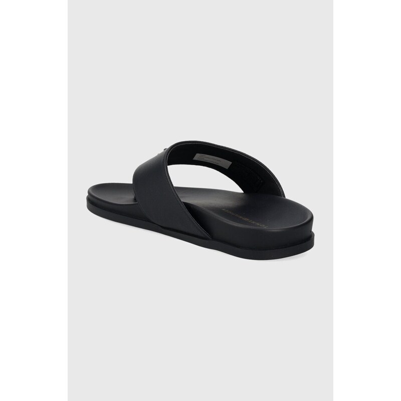 Kožené žabky Tommy Hilfiger THONG COMFORT SANDAL dámské, tmavomodrá barva, na plochém podpatku, FW0FW08042