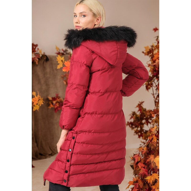 Z6740 DEWBERRY WOMEN'S COAT-PLAIN BURGUNDY