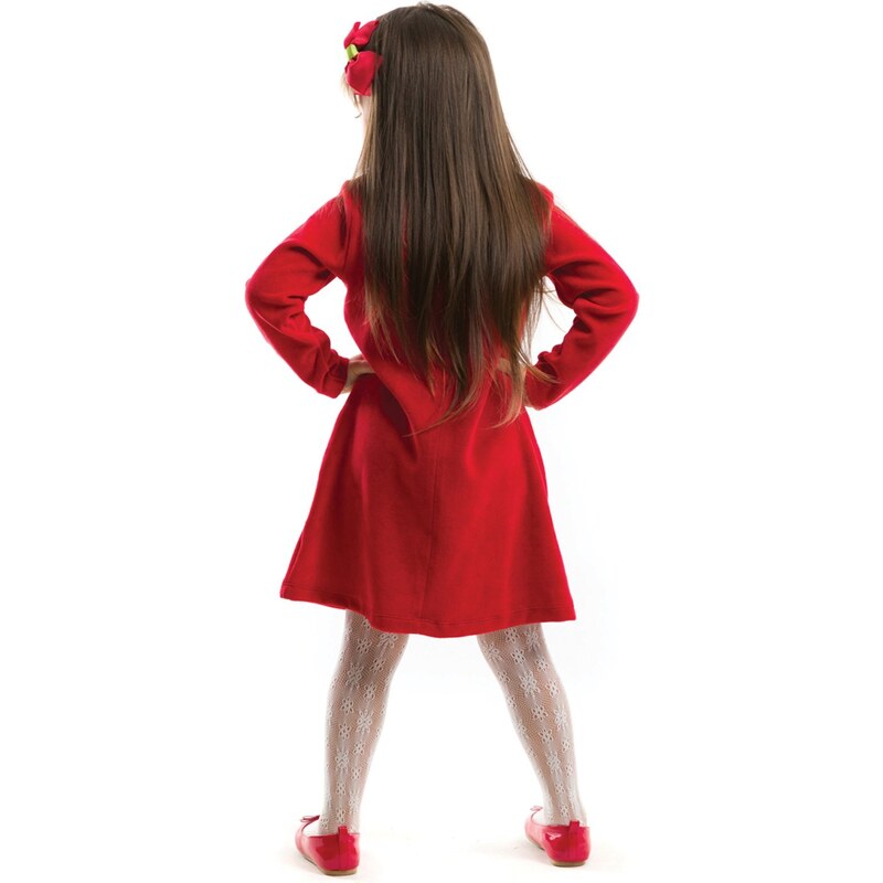 Denokids Twin Deer Girls Velvet Red Christmas Dress
