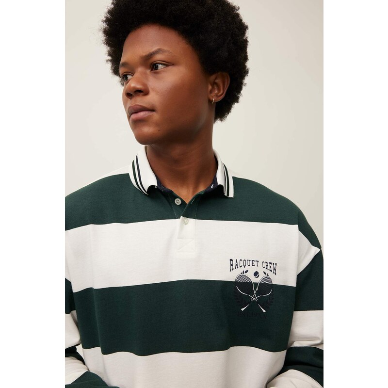 DEFACTO Boxy Fit Polo Collar Striped Polo T-Shirt