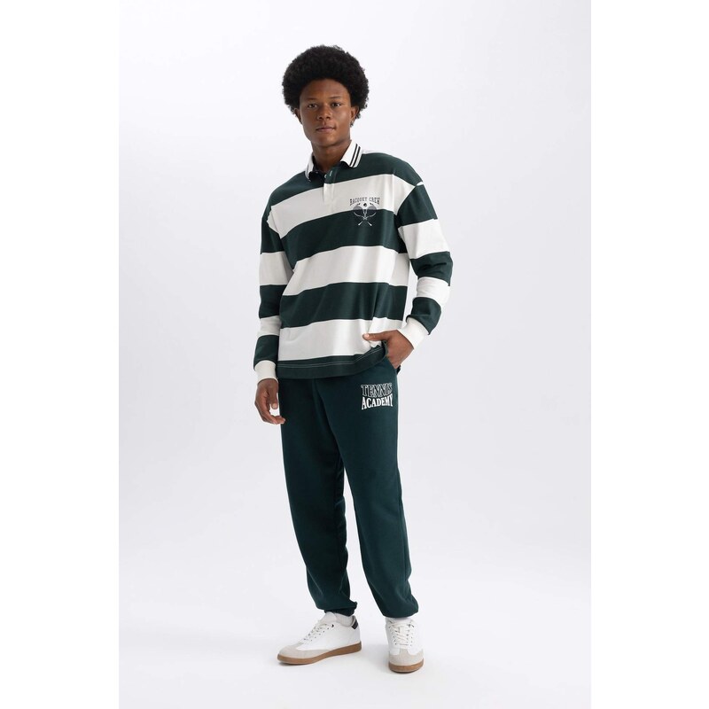 DEFACTO Boxy Fit Polo Collar Striped Polo T-Shirt