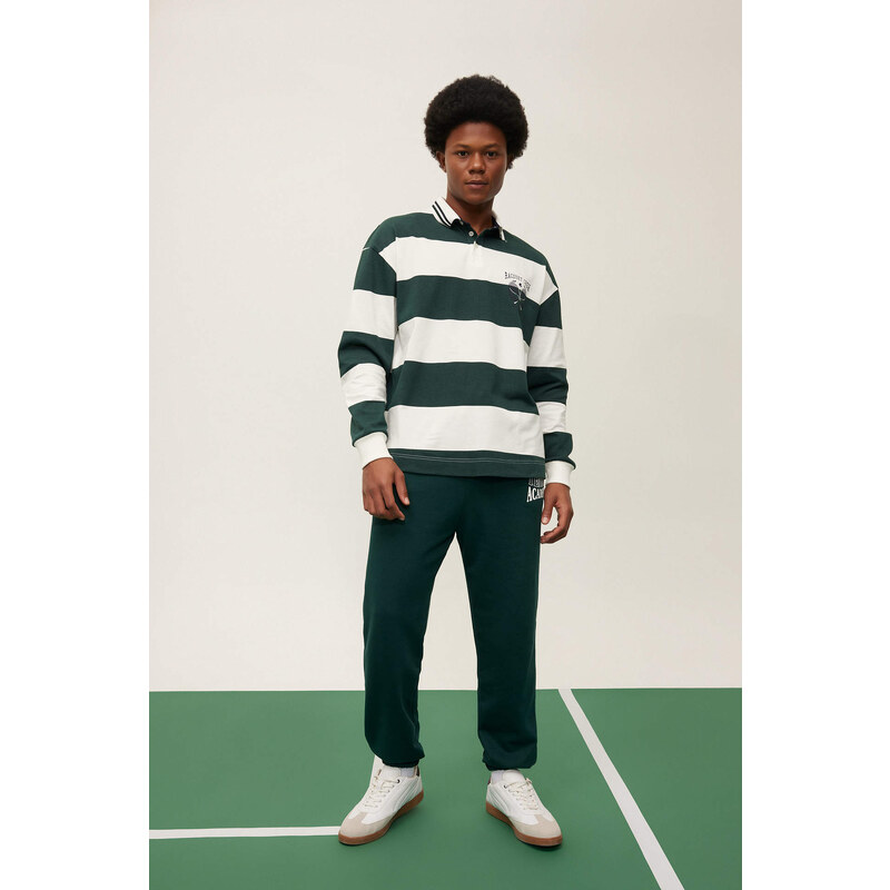 DEFACTO Boxy Fit Polo Collar Striped Polo T-Shirt