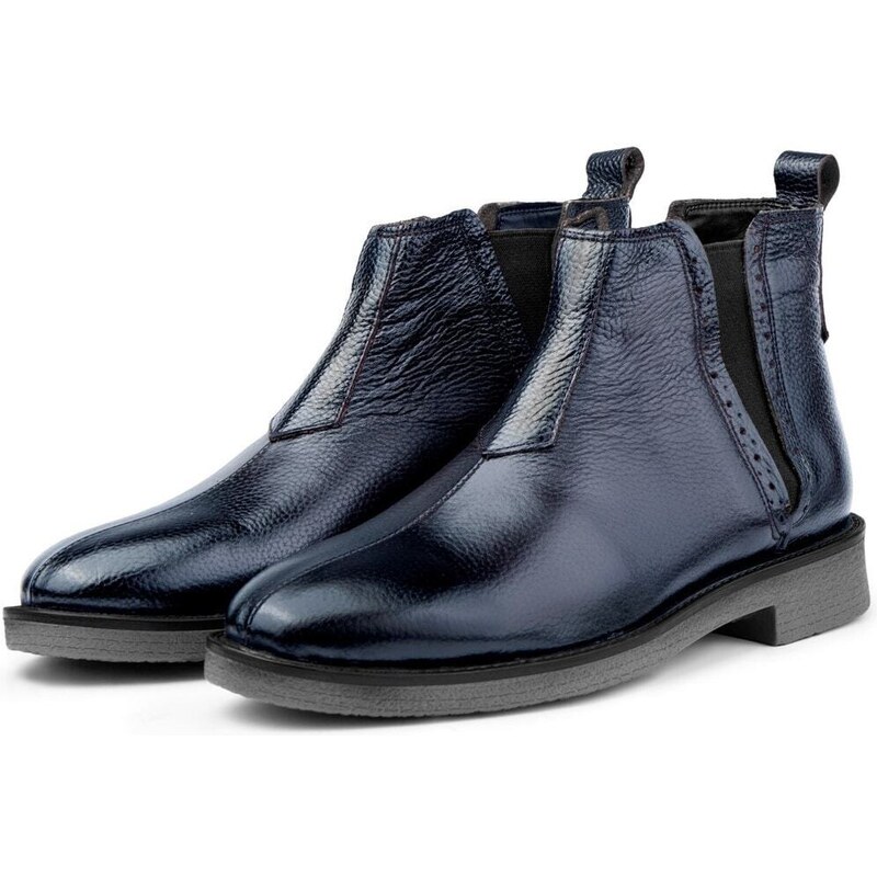 Ducavelli Leeds Genuine Leather Non-Slip Sole Chelsea Daily Boots Navy Blue