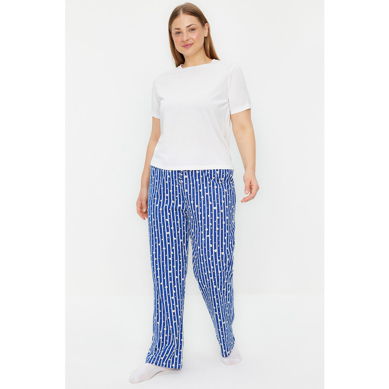 Trendyol Curve Navy Blue Striped Knitted Pajama Bottom