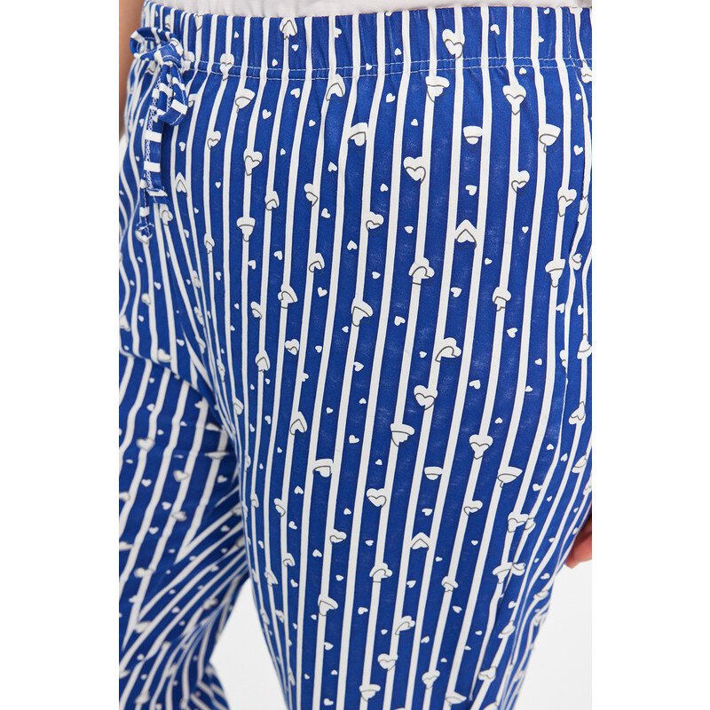 Trendyol Curve Navy Blue Striped Knitted Pajama Bottom