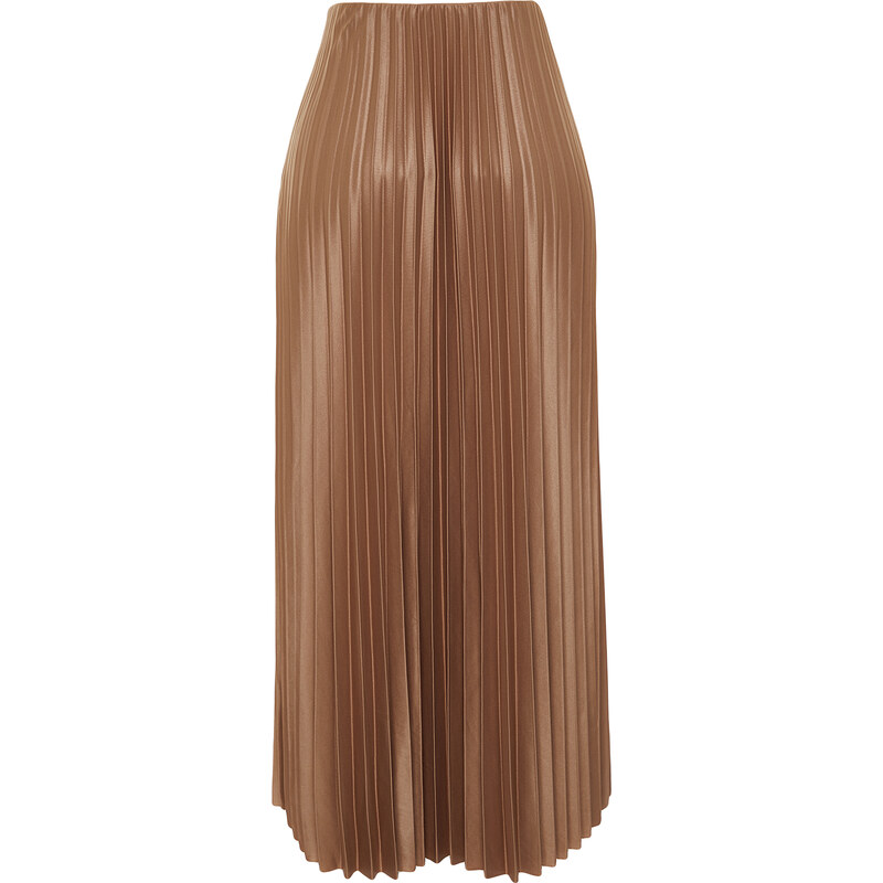 Trendyol Mink Pleated Maxi Knitted Skirt