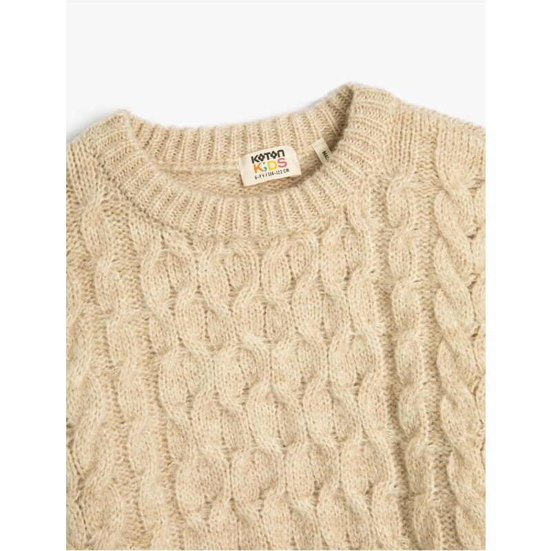 Koton Sweater Hair Knit Crew Neck Long Sleeve Soft Textured