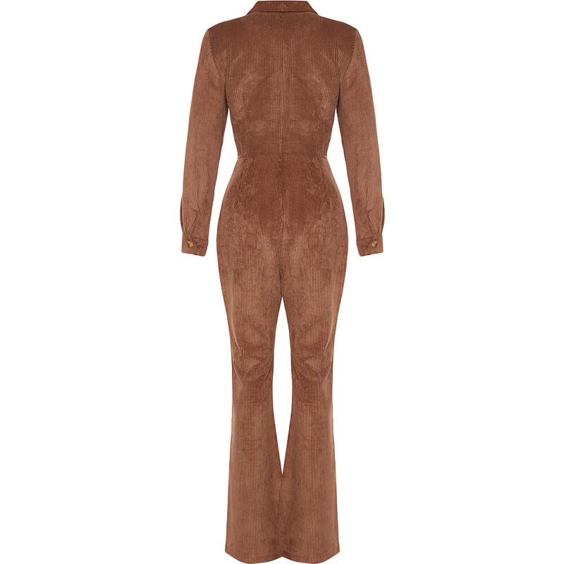 Trendyol Brown Velvet Woven Jumpsuit