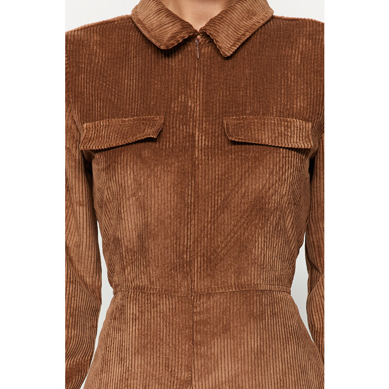 Trendyol Brown Velvet Woven Jumpsuit