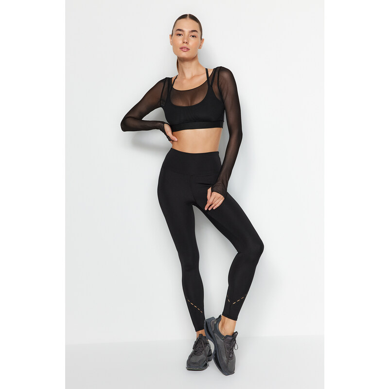 Trendyol Knitted Sports Bra and Tulle Top/Blouse Combined 2 Layers Knitted Sports Top/Blouse