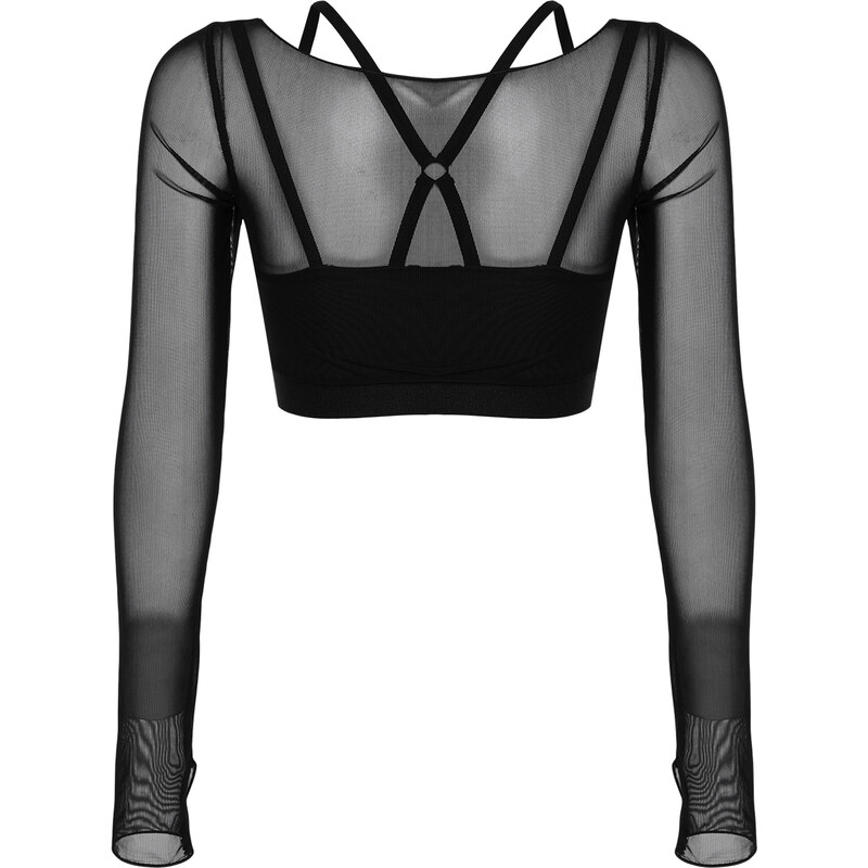 Trendyol Knitted Sports Bra and Tulle Top/Blouse Combined 2 Layers Knitted Sports Top/Blouse