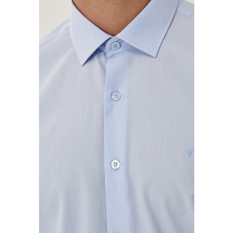 ALTINYILDIZ CLASSICS Men's Light Blue Slim Fit Slim Fit Classic Collar Cotton Shirt