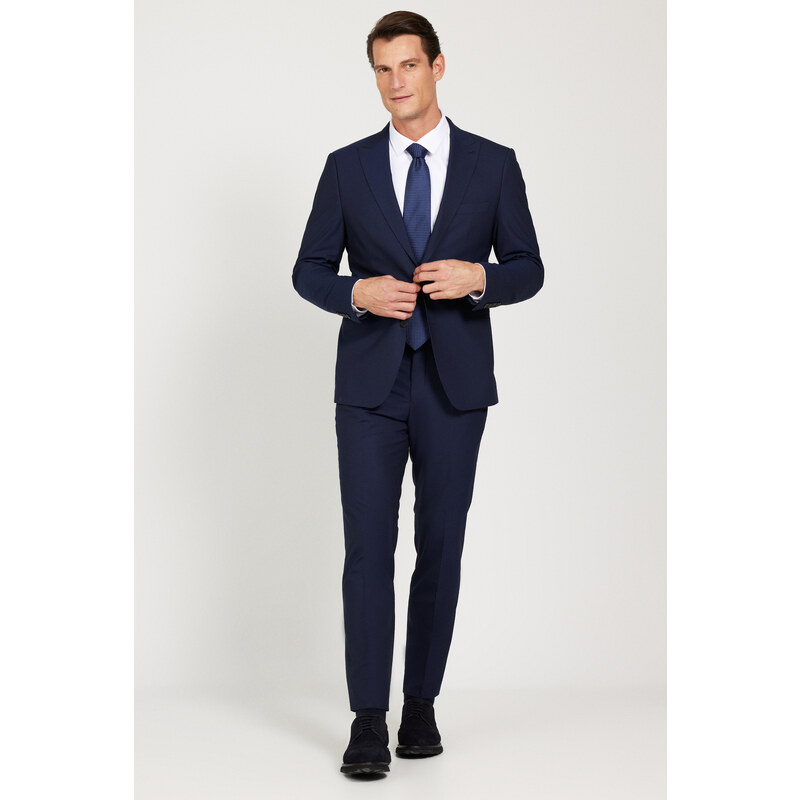 ALTINYILDIZ CLASSICS Men's Navy Blue Extra Slim Fit Slim Fit Sports Suit.