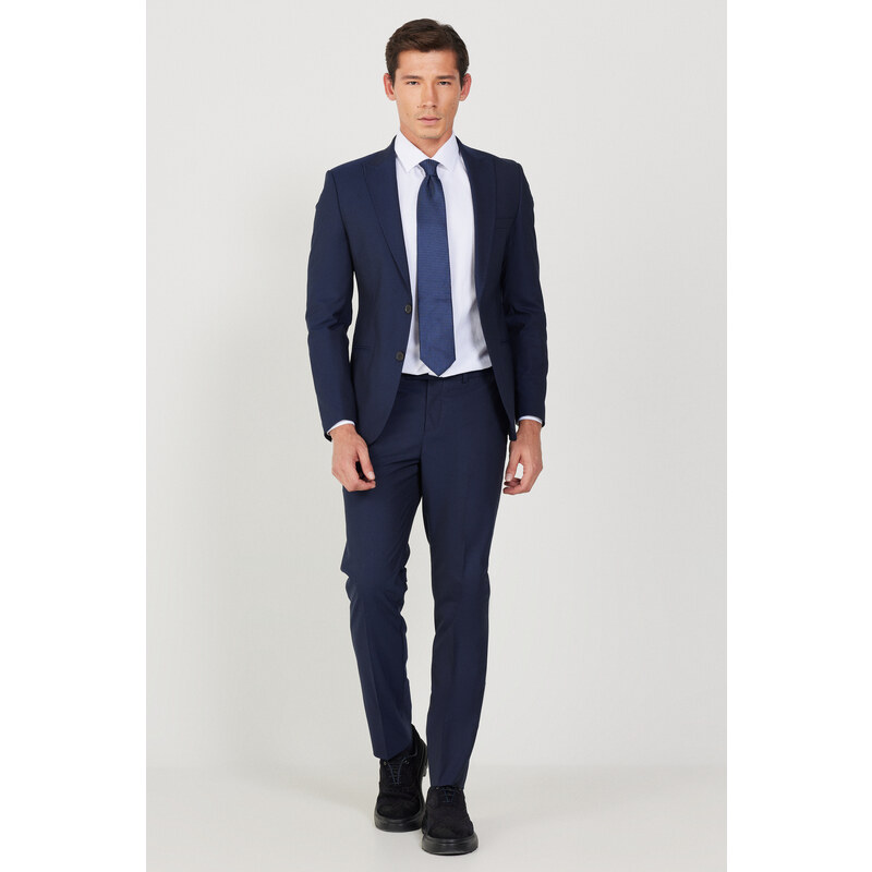 ALTINYILDIZ CLASSICS Men's Navy Blue Extra Slim Fit Slim Fit Sports Suit.