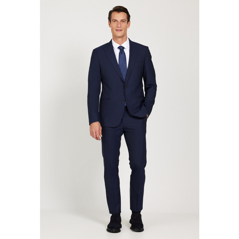 ALTINYILDIZ CLASSICS Men's Navy Blue Extra Slim Fit Slim Fit Sports Suit.