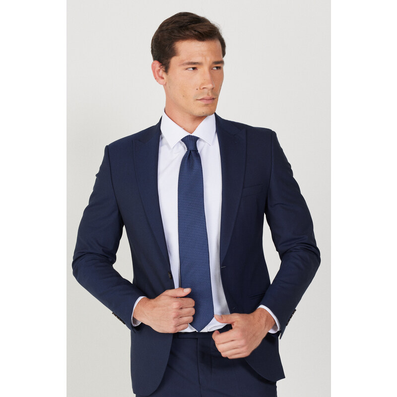 ALTINYILDIZ CLASSICS Men's Navy Blue Extra Slim Fit Slim Fit Sports Suit.