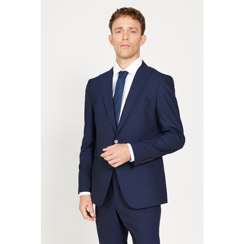 ALTINYILDIZ CLASSICS Men's Navy Blue Extra Slim Fit Slim Fit Sports Suit.