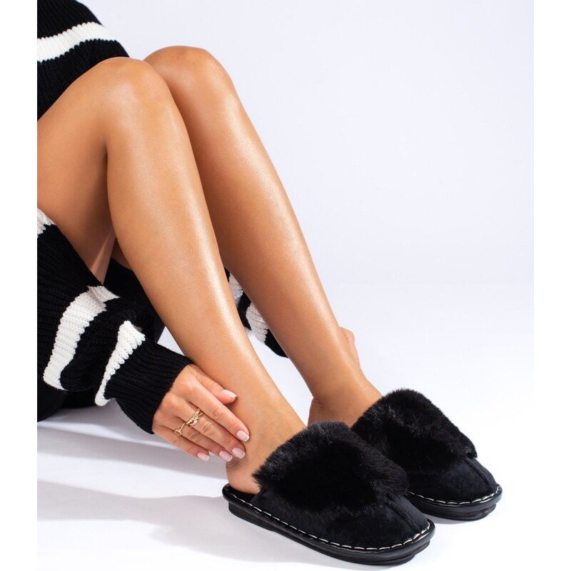 Women's black comfortable Shelvt slippers