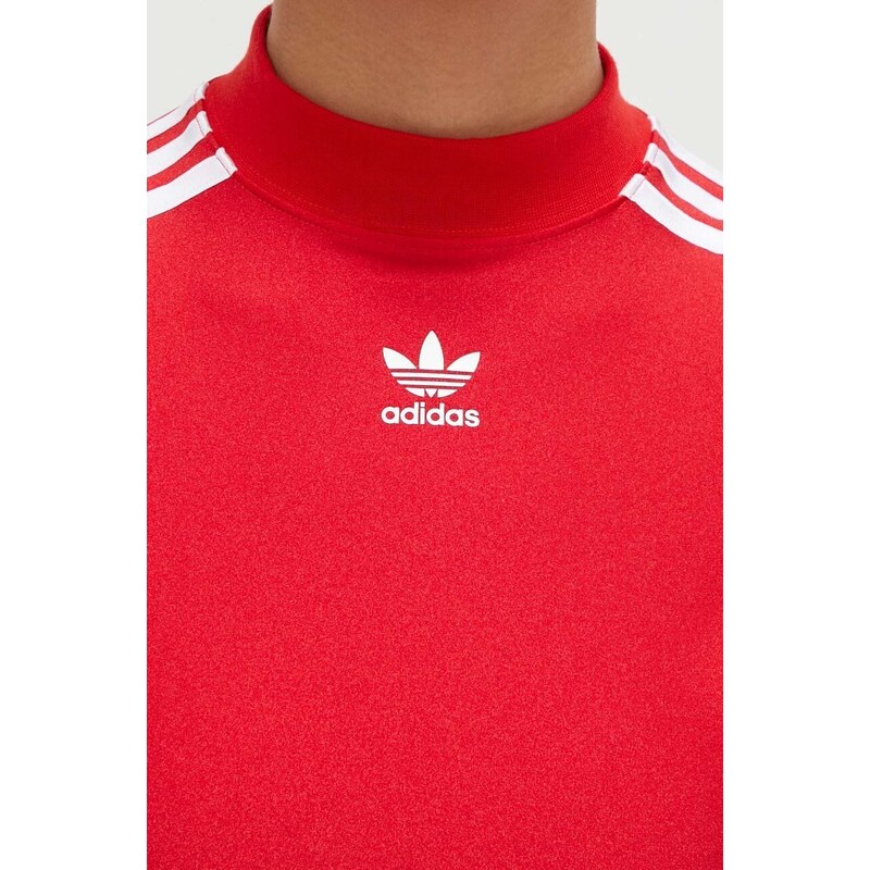 Tričko s dlouhým rukávem adidas Originals červená barva, s pologolfem, IR8132