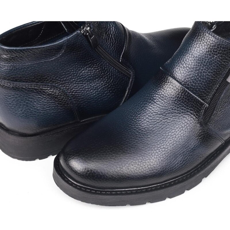 Ducavelli Chelsea Genuine Leather Anti-Slip Sole Zippered Casual Boots Black.