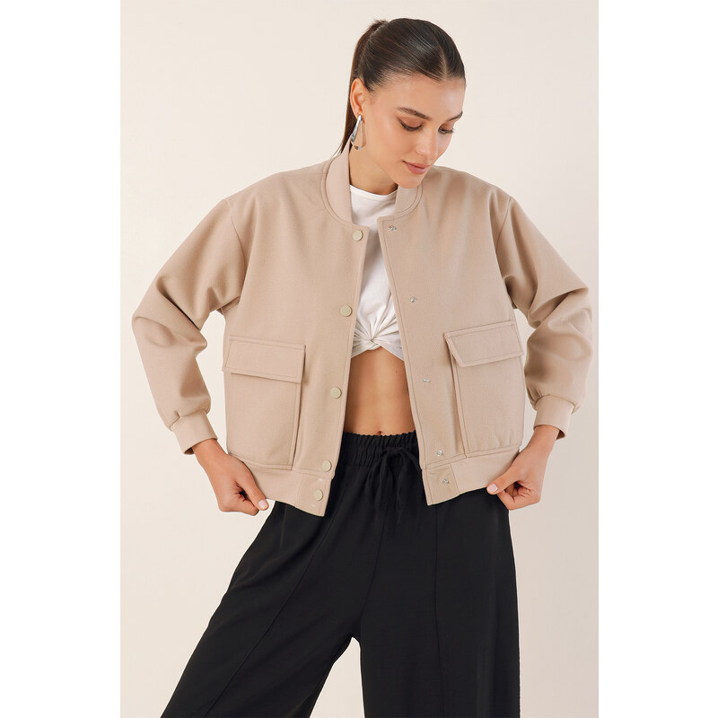 Bigdart 0688 Double Pocket Bomber Jacket - Beige