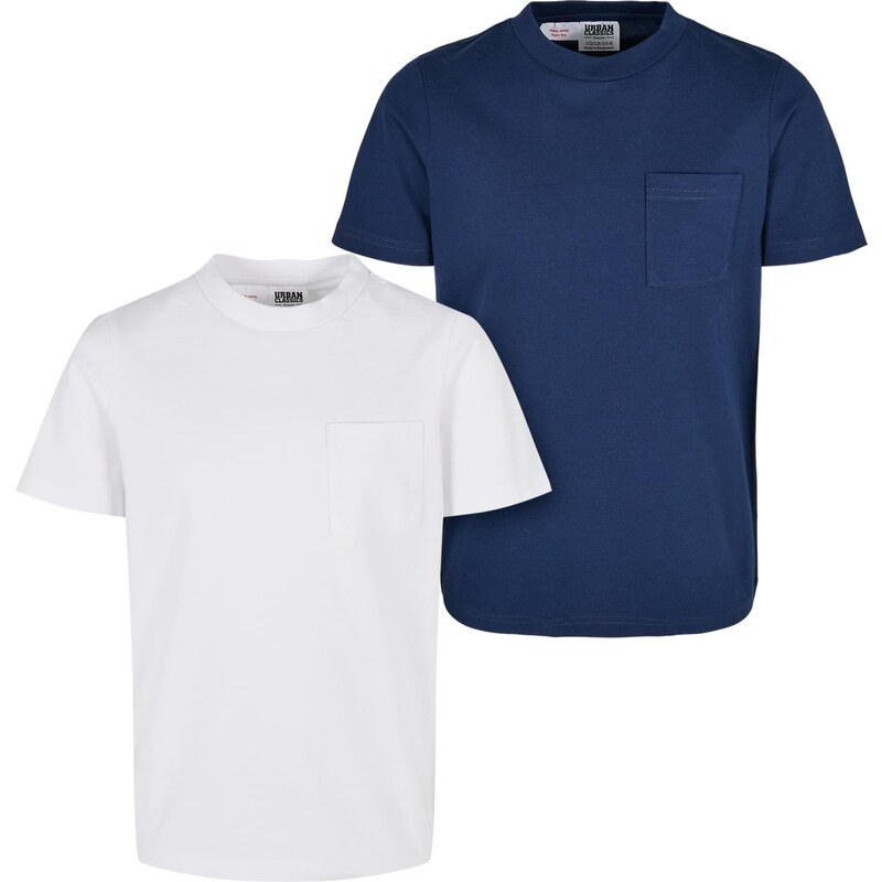 Urban Classics Kids Chlapecké tričko Basic z organické bavlny, 2 balení, bílá/tmavě modrá