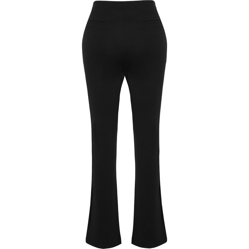 Trendyol Curve Black High Waist Knitted Crepe Large Size Trousers