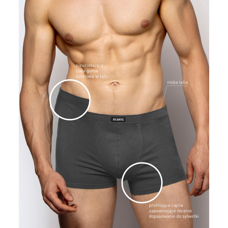 Atlantic 3-PACK pánské boxerky, grafitové
