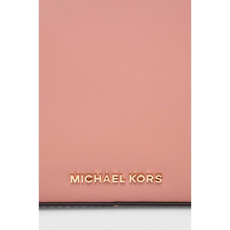 Kožená kabelka MICHAEL Michael Kors růžová barva