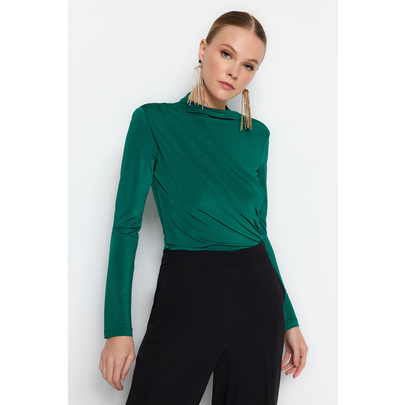 Trendyol Emerald Green Fitted Knitted Bodysuit