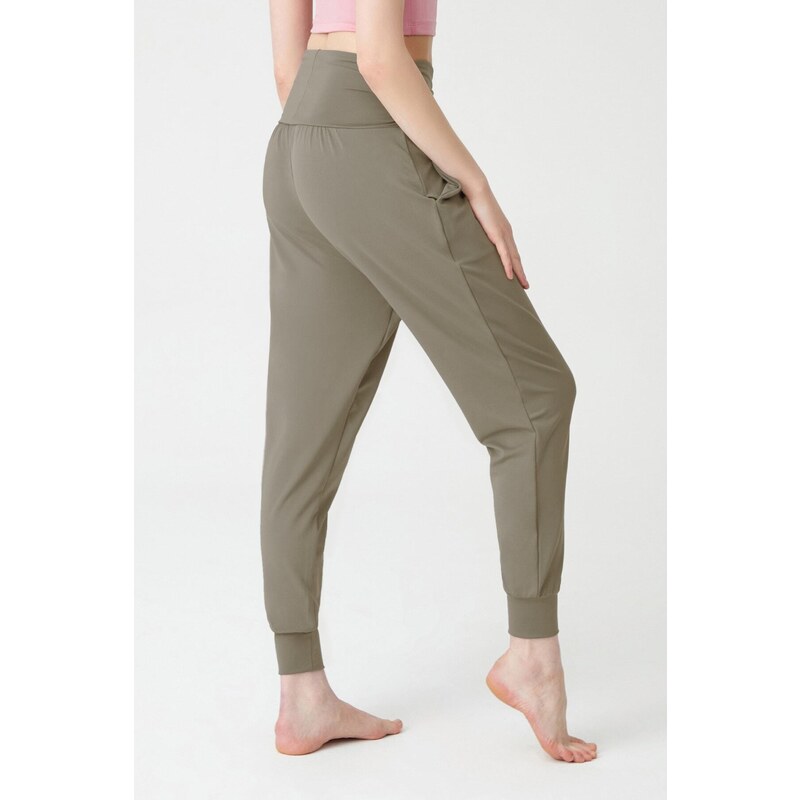 LOS OJOS Khaki Baggy-Look Harem Pants With An Elastic Waist